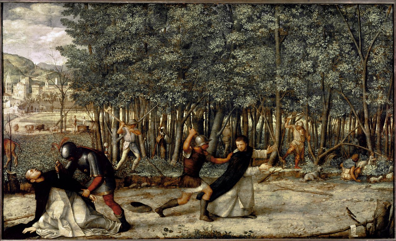 Śmierć św. Piotra Męczennika (tempera na desce, ok. 1509) autorstwa Giovanni Bellini