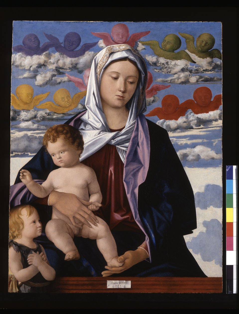 Madonna z Dzieciątkiem i św. Janem Chrzcicielem (tempera i olej na desce) autorstwa Giovanni Bellini