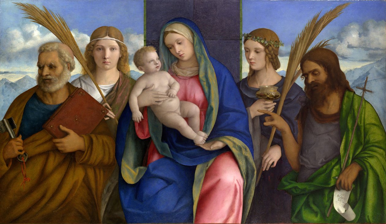 Madonna z Dzieciątkiem ze świętymi. autorstwa Giovanni Bellini