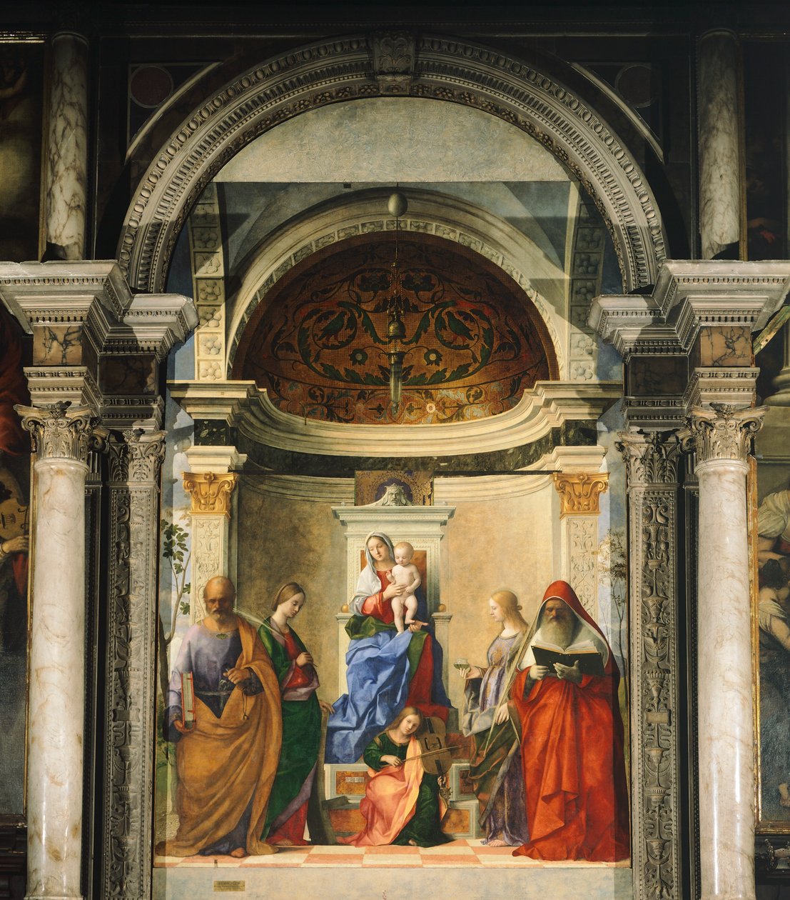 Madonna między czterema świętymi (fresk) autorstwa Giovanni Bellini