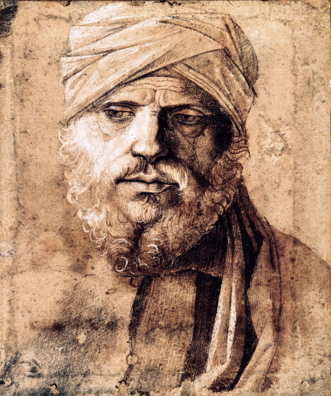 Portret mężczyzny w turbanie (rysunek) autorstwa Giovanni Bellini