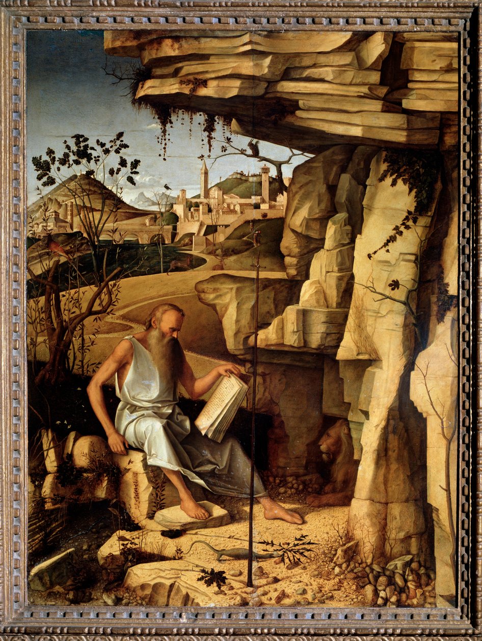 Święty Hieronim na pustyni Obraz Giovanniego Belliniego dit il Giambellino (ok. 1430-1516) 1479 Dim 145x114 cm Palazzo Pitti Florence autorstwa Giovanni Bellini