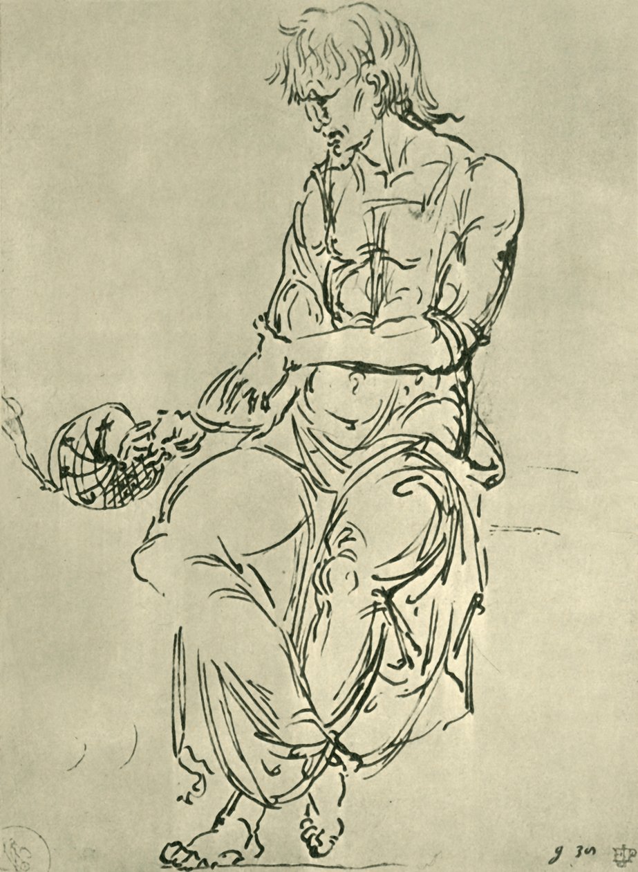 Siedzący mężczyzna z instrumentem astronomicznym, koniec XV w., 1943 r. autorstwa Giovanni Bellini