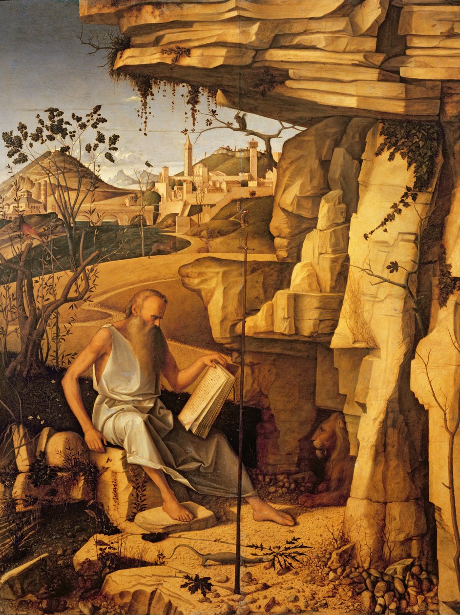 Św. Hieronim na pustyni, 1480-87 autorstwa Giovanni Bellini