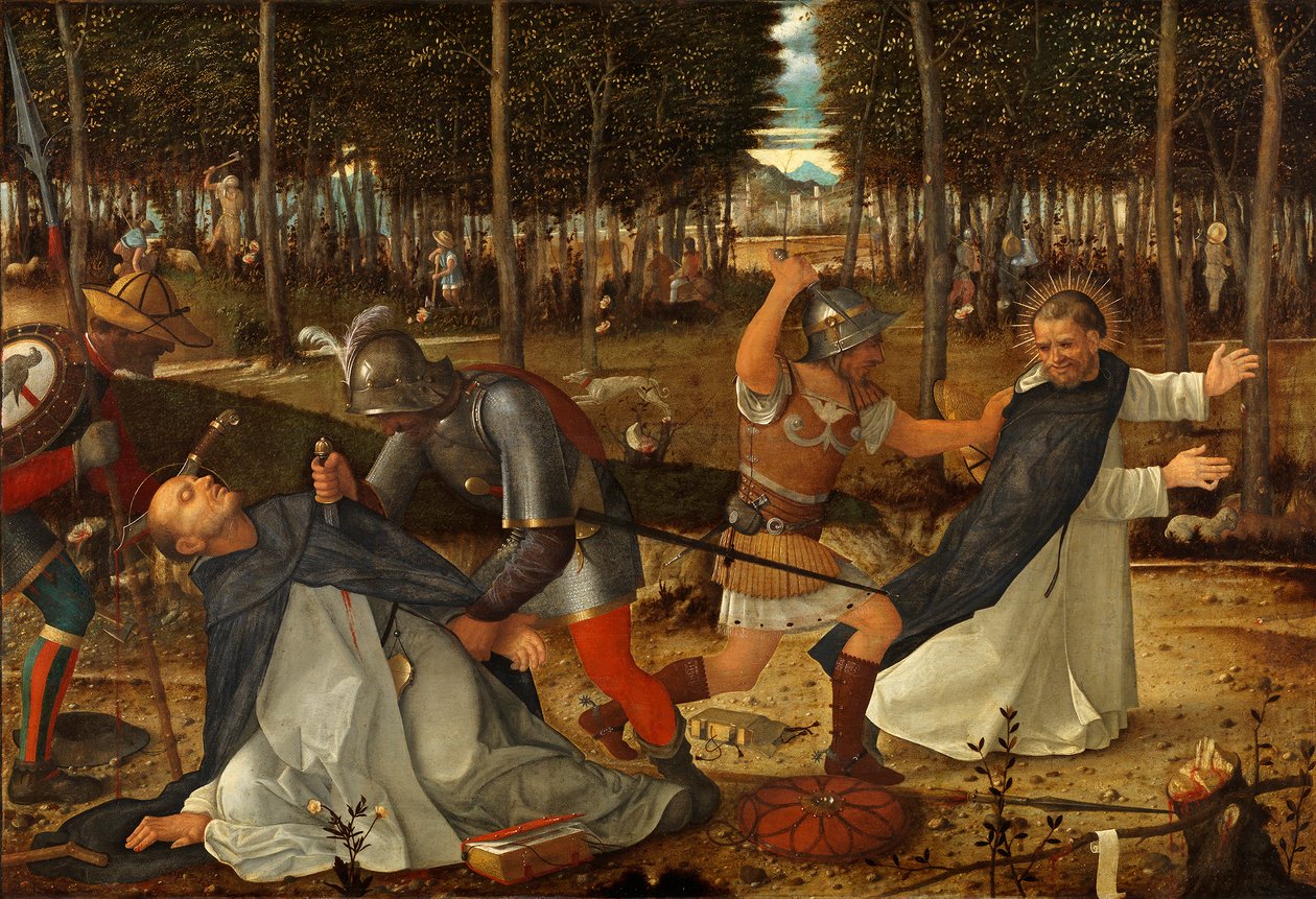 Zabójstwo św. Piotra Męczennika, ok. 1509 autorstwa Giovanni Bellini