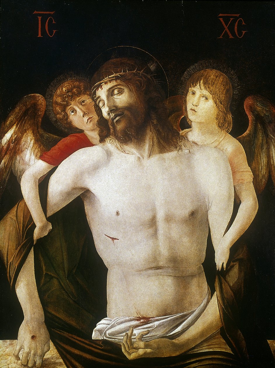 Martwy Chrystus wspierany przez aniołów, 1465-1470 autorstwa Giovanni Bellini
