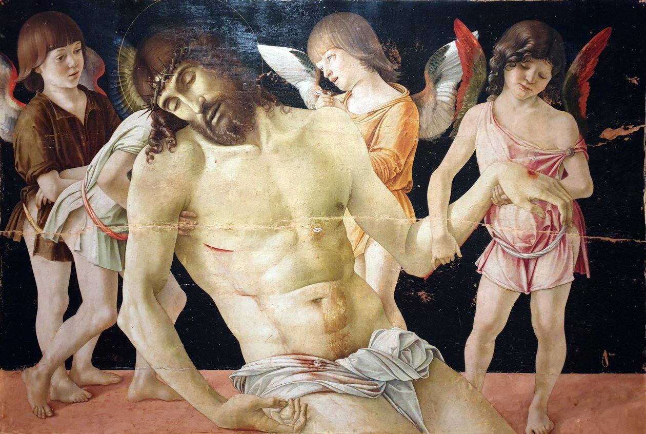 Martwy Chrystus podtrzymywany przez cztery anioły autorstwa Giovanni Bellini