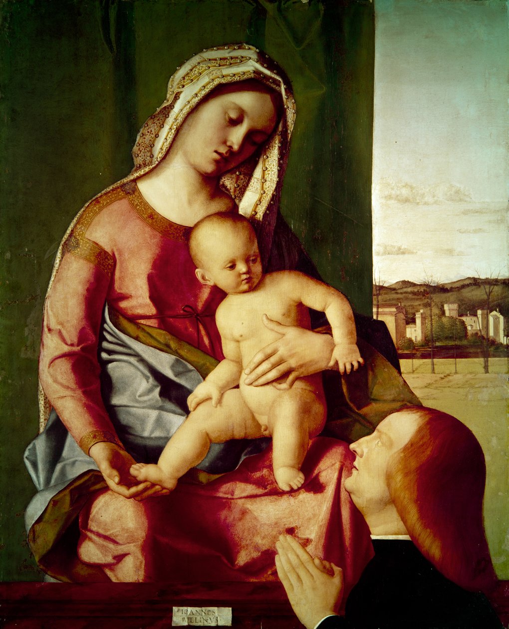 Madonna z Dzieciątkiem i darczyńcą (na panelu) autorstwa Giovanni Bellini