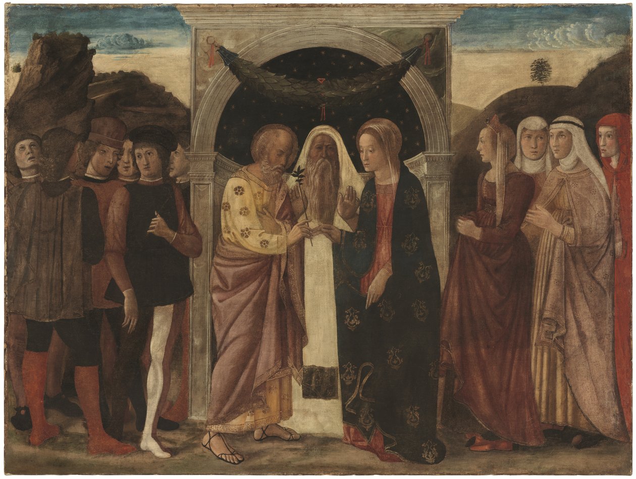 Zaślubiny Dziewicy (tempera na płótnie) autorstwa Giovanni Bellini