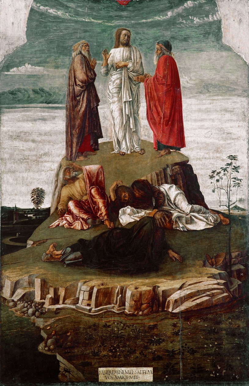 Obraz Przemienienia Pańskiego autorstwa Giovanniego Belliniego (ok. 1432-1516) mówi il Giambellino. 1455 wym. 134x68 cm Wenecja, Muzeum Correr, nr. 27 autorstwa Giovanni Bellini