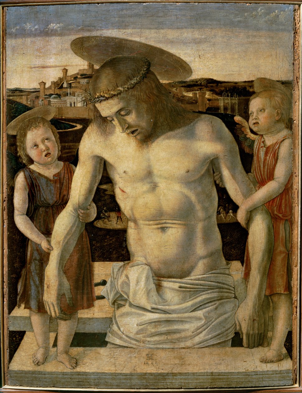 Martwy Chrystus podtrzymywany przez dwóch aniołów ... autorstwa Giovanni Bellini