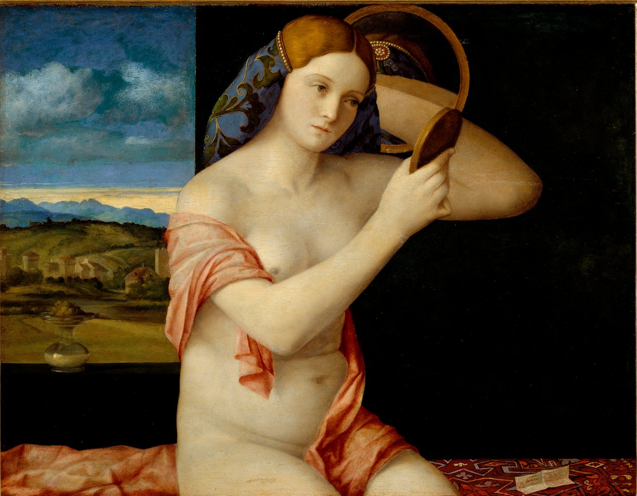 Młoda kobieta w lustrze autorstwa Giovanni Bellini