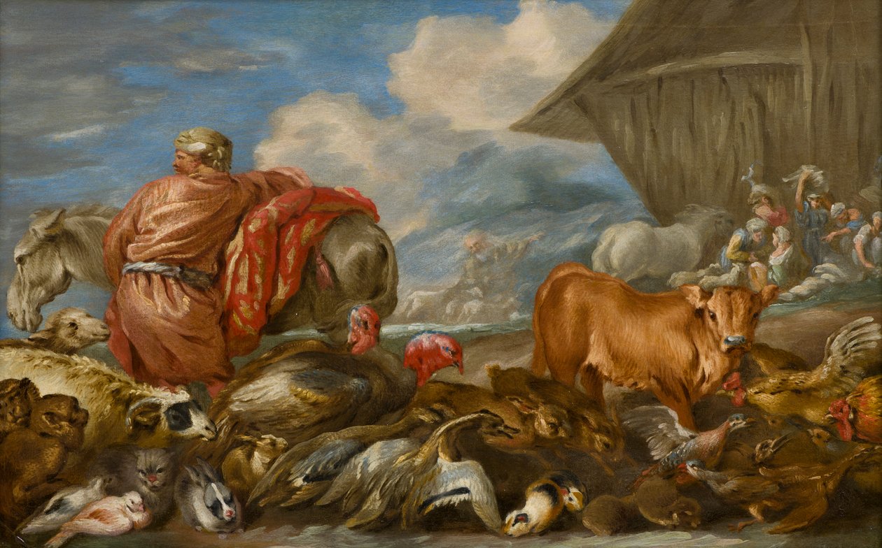 Zwierzęta wchodzące do Arki Noego, ok. 1639-64 (olej na panelu) autorstwa Giovanni Benedetto Castiglione