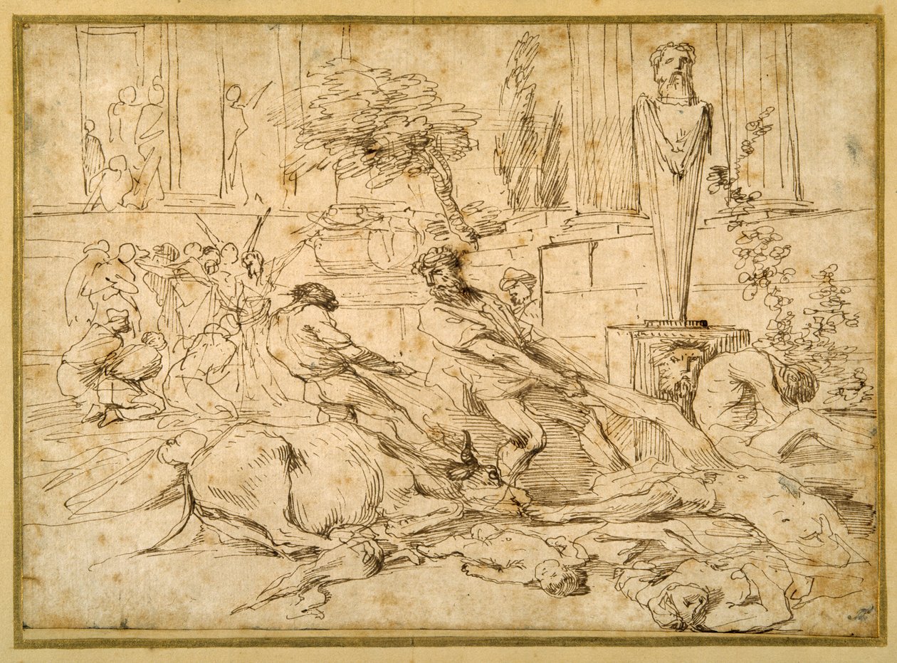 Plaga w Aszdod (pióro i atrament na papierze) autorstwa Giovanni Benedetto (1609 64) Castiglione