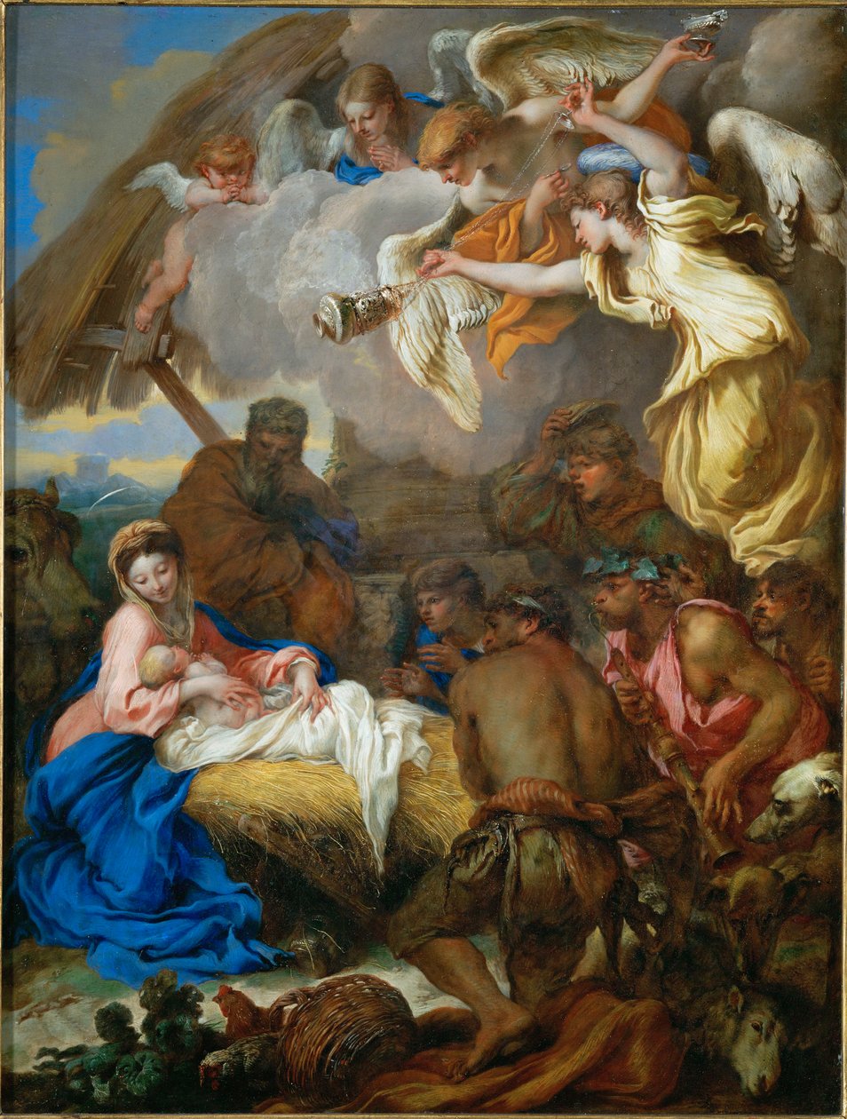 Adoracja pasterzy (obraz na płótnie) autorstwa Giovanni Benedetto (1609-64) Castiglione