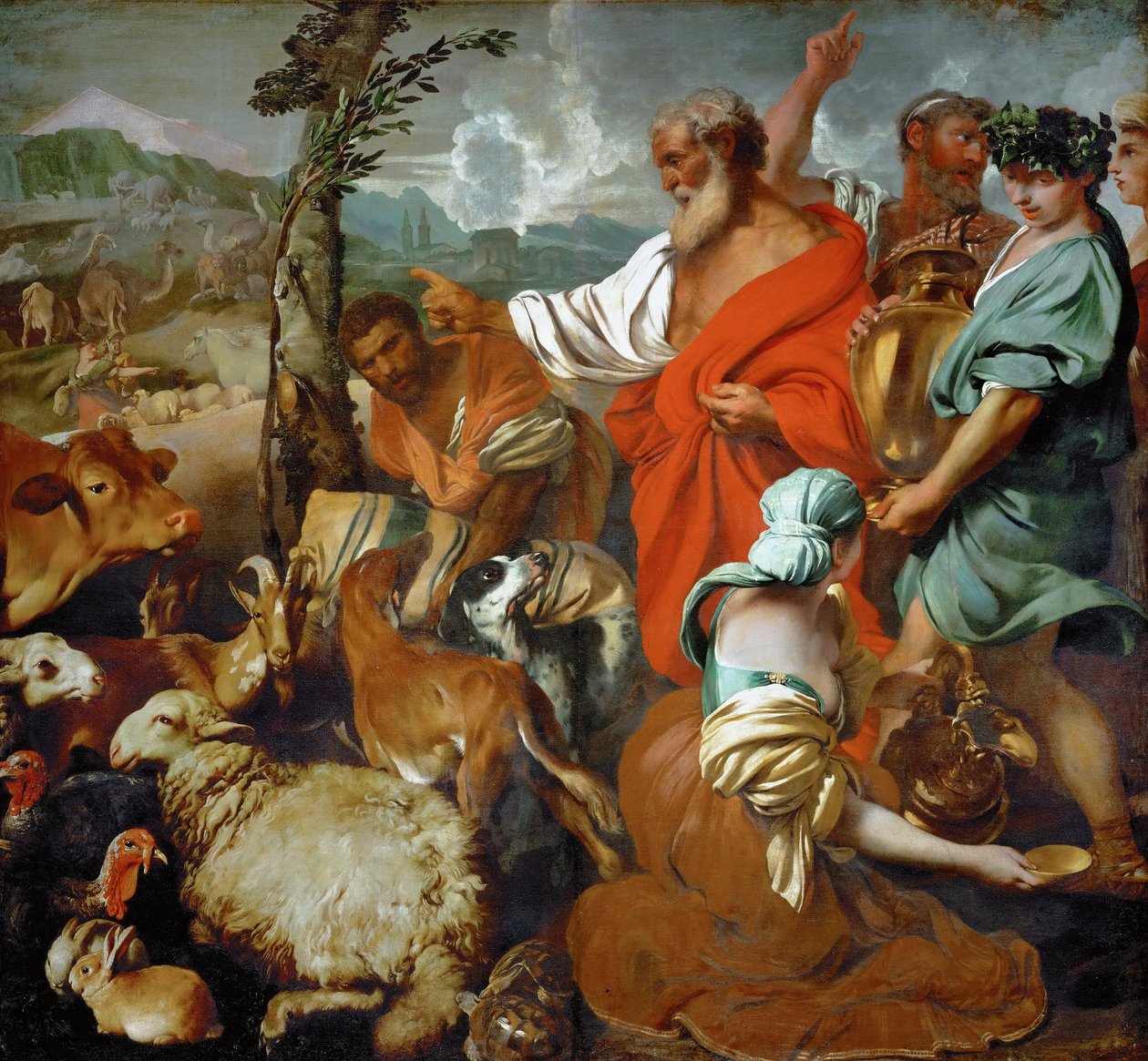 Arche de Noe - Barok: Tablica ze zwierzętami Arka Noego par Castiglione, Giovanni Benedetto (1610-1665), II poł. XVII w. Olej na płótnie, 200x217,5. Muzeum Historii Sztuki, Wiedeń autorstwa Giovanni Benedetto Castiglione