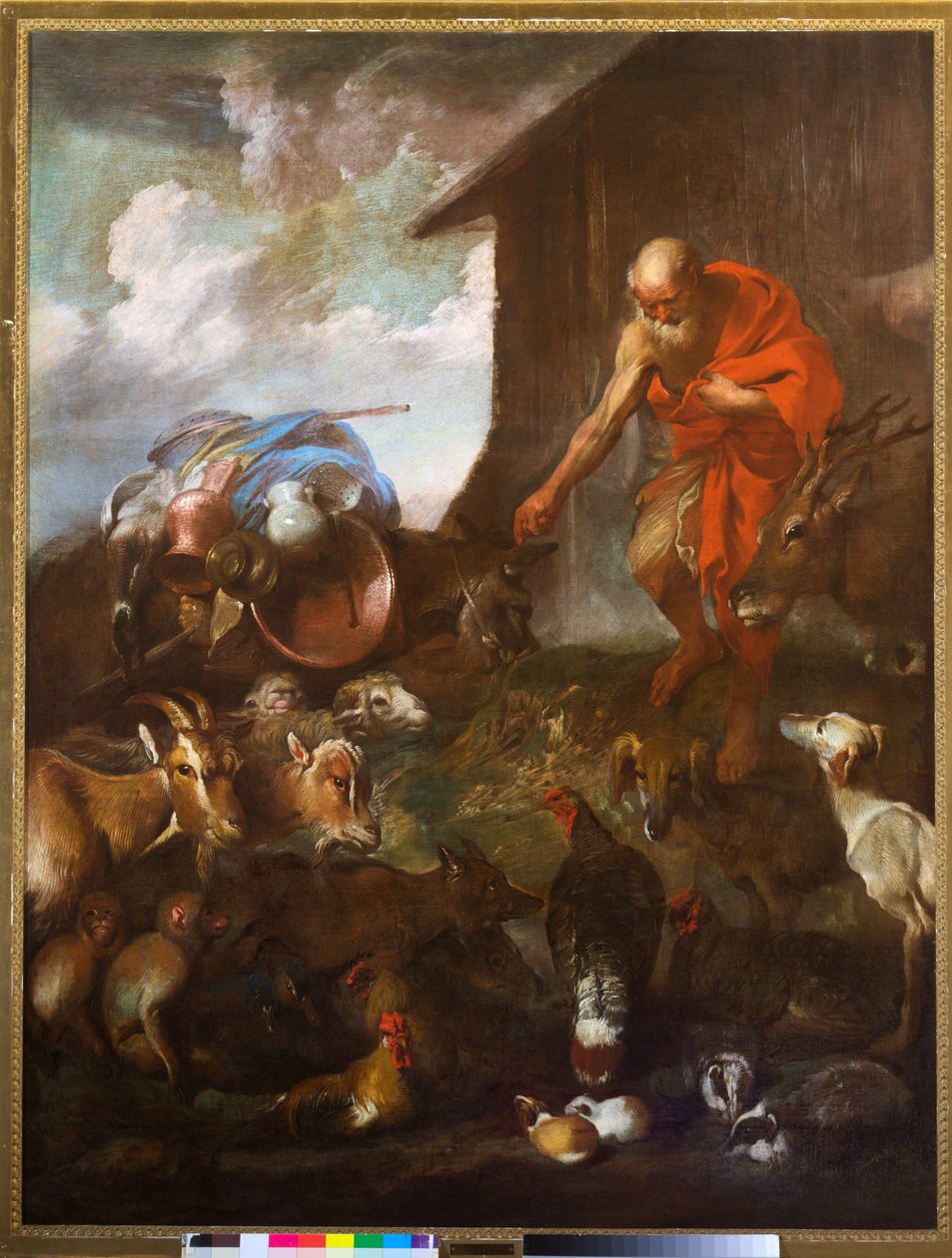 Wejście zwierząt do arki, ok. 1655 (olej na płótnie) autorstwa Giovanni Benedetto (1609 64) Castiglione