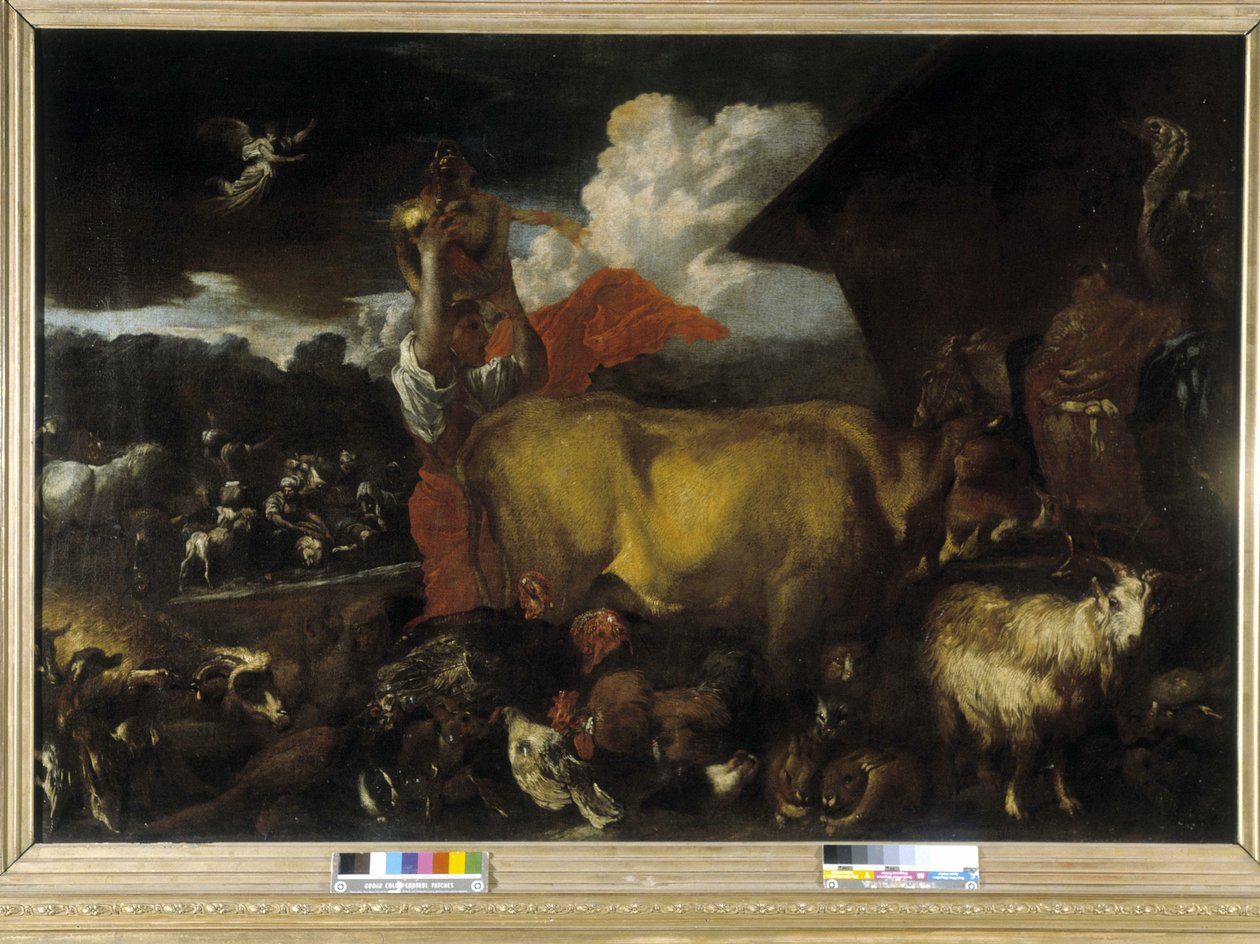 Wejście zwierząt do arki (olej na płótnie) autorstwa Giovanni Benedetto Castiglione