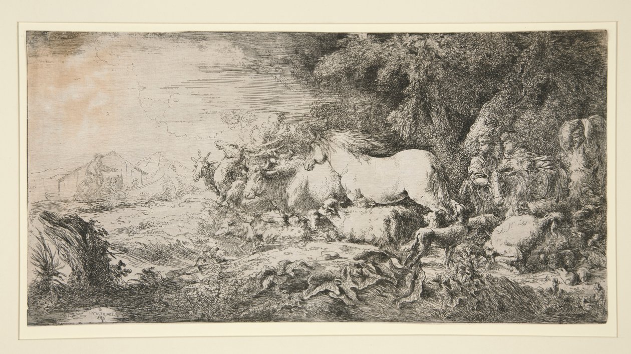 Zwierzęta wkraczające do Noego autorstwa Giovanni Benedetto Castiglione