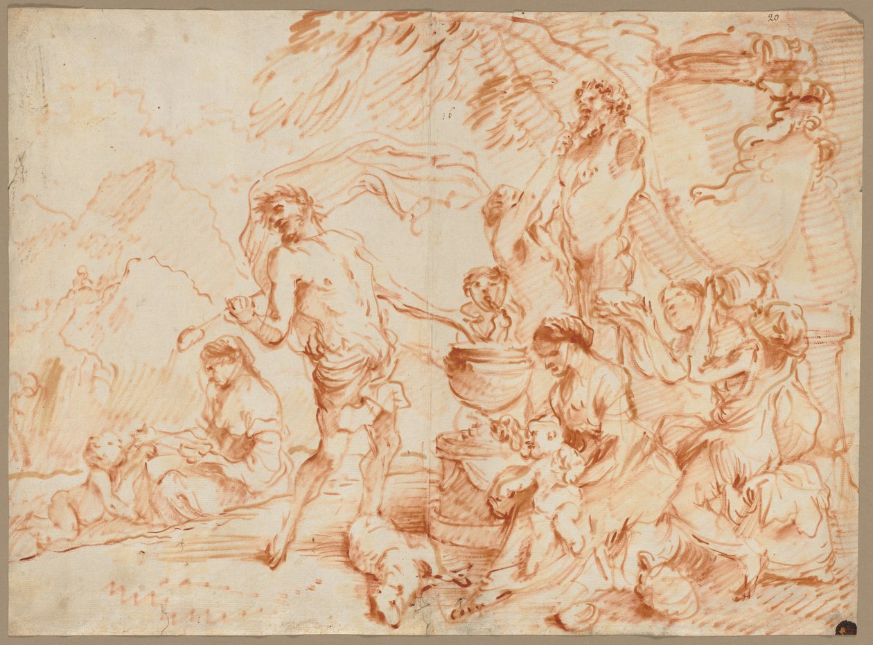 Bachanalia przed Hermą autorstwa Giovanni Benedetto Castiglione