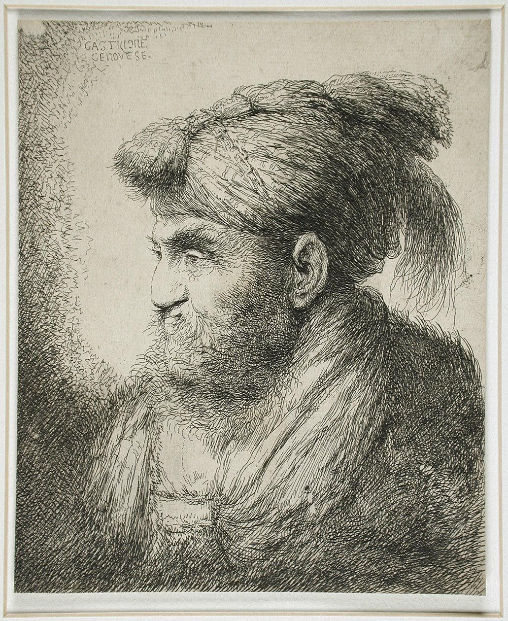 Brodaty mężczyzna w turbanie, 1647-51 autorstwa Giovanni Benedetto Castiglione