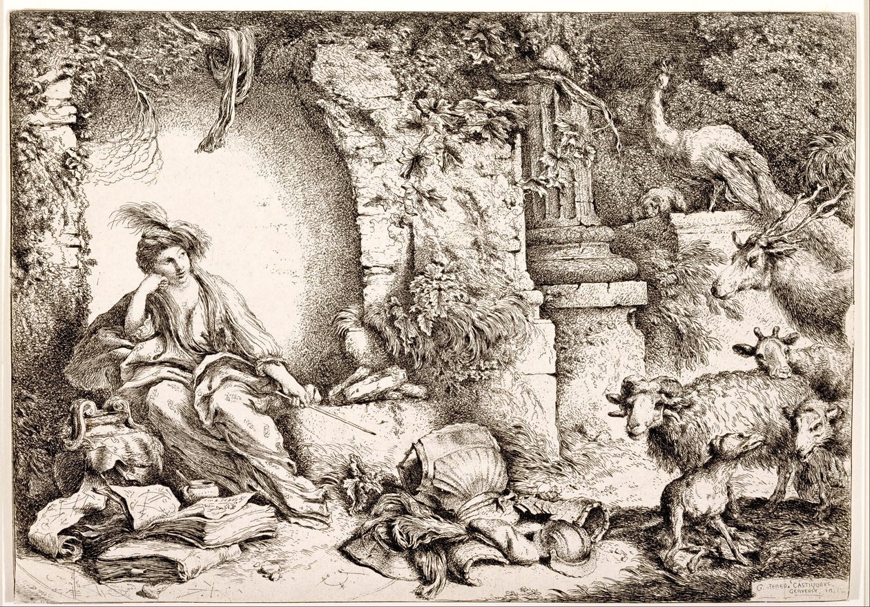 Circe zmieniająca ludzi Odyseusza w bestie autorstwa Giovanni Benedetto Castiglione