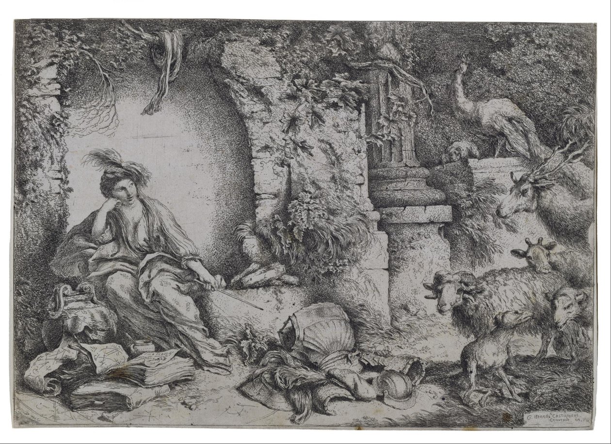 Circe zmienia ludzi Odyseusza w bestie autorstwa Giovanni Benedetto Castiglione