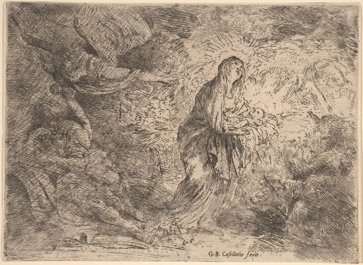 Józef przebudzony przez anioła autorstwa Giovanni Benedetto Castiglione