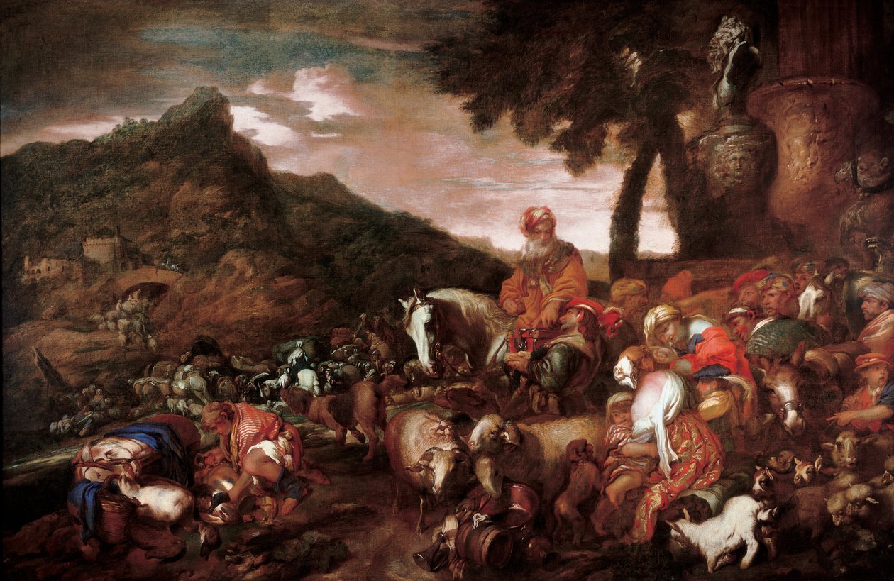 Podróż rodziny Abrahama autorstwa Giovanni Benedetto Castiglione