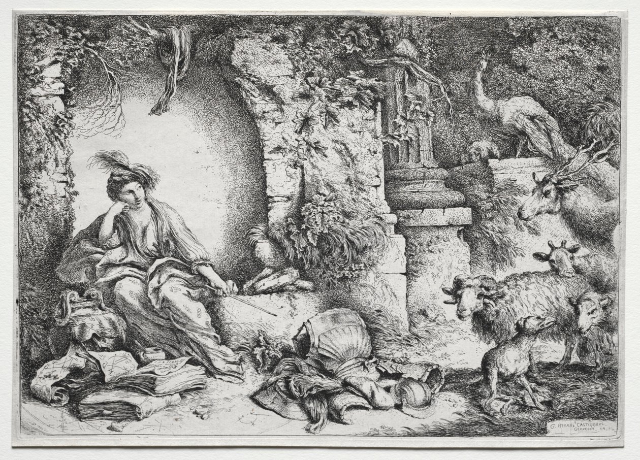 La Mèlancolie, c. 1660-1665. autorstwa Giovanni Benedetto Castiglione