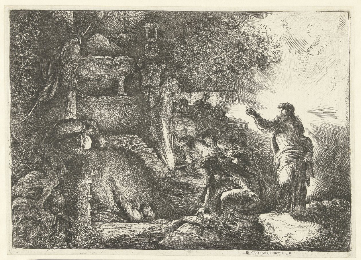 Wskrzeszenie Łazarza autorstwa Giovanni Benedetto Castiglione