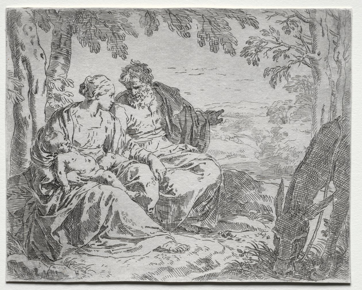 Odpocznij w locie do Egiptu autorstwa Giovanni Benedetto Castiglione
