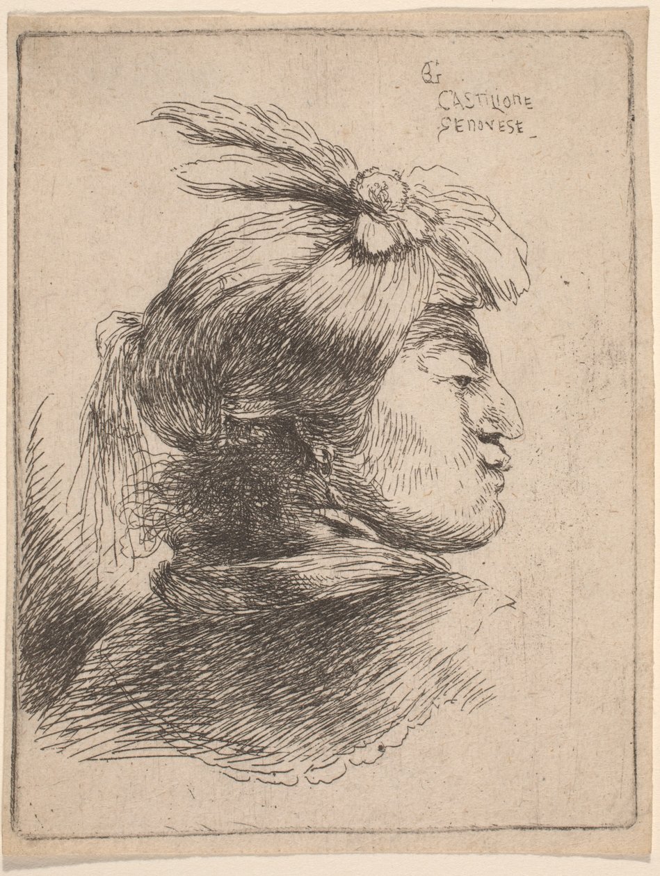 Mała głowa orientalna autorstwa Giovanni Benedetto Castiglione