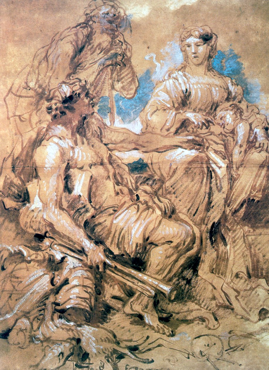 Studium postaci w kostiumach, c1635-1670 autorstwa Giovanni Benedetto Castiglione