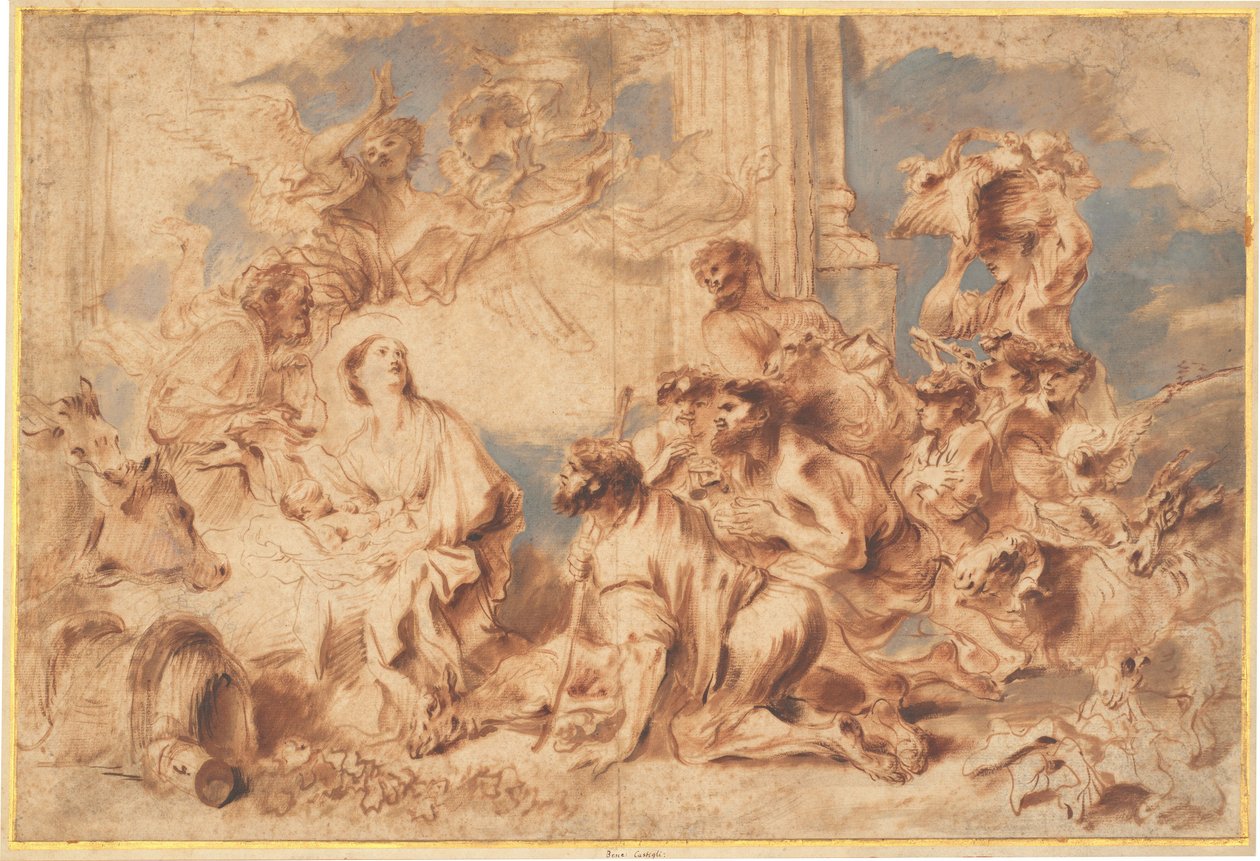Adoracja pasterzy autorstwa Giovanni Benedetto Castiglione