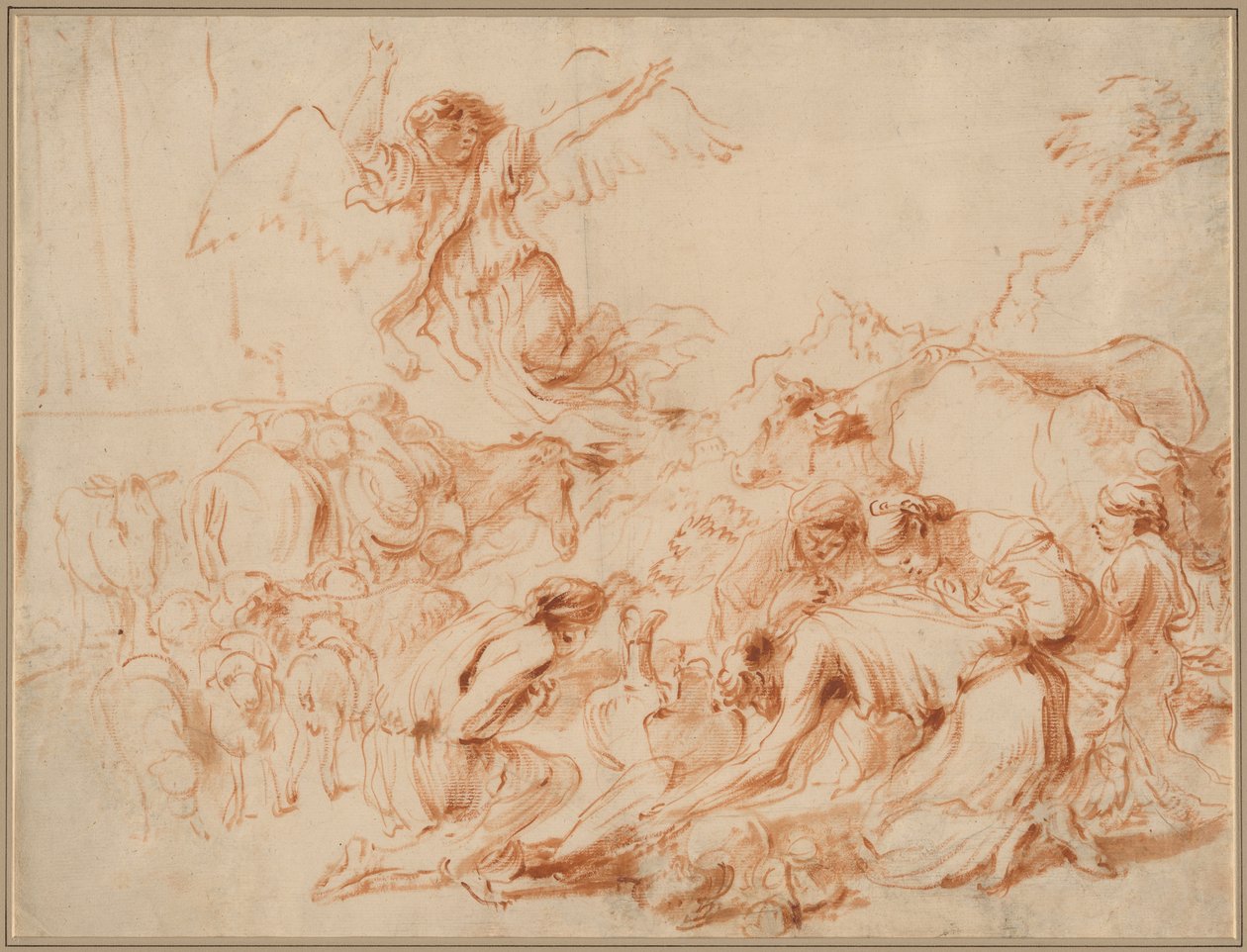 Anioł opuszczający rodzinę Tobita () autorstwa Giovanni Benedetto Castiglione