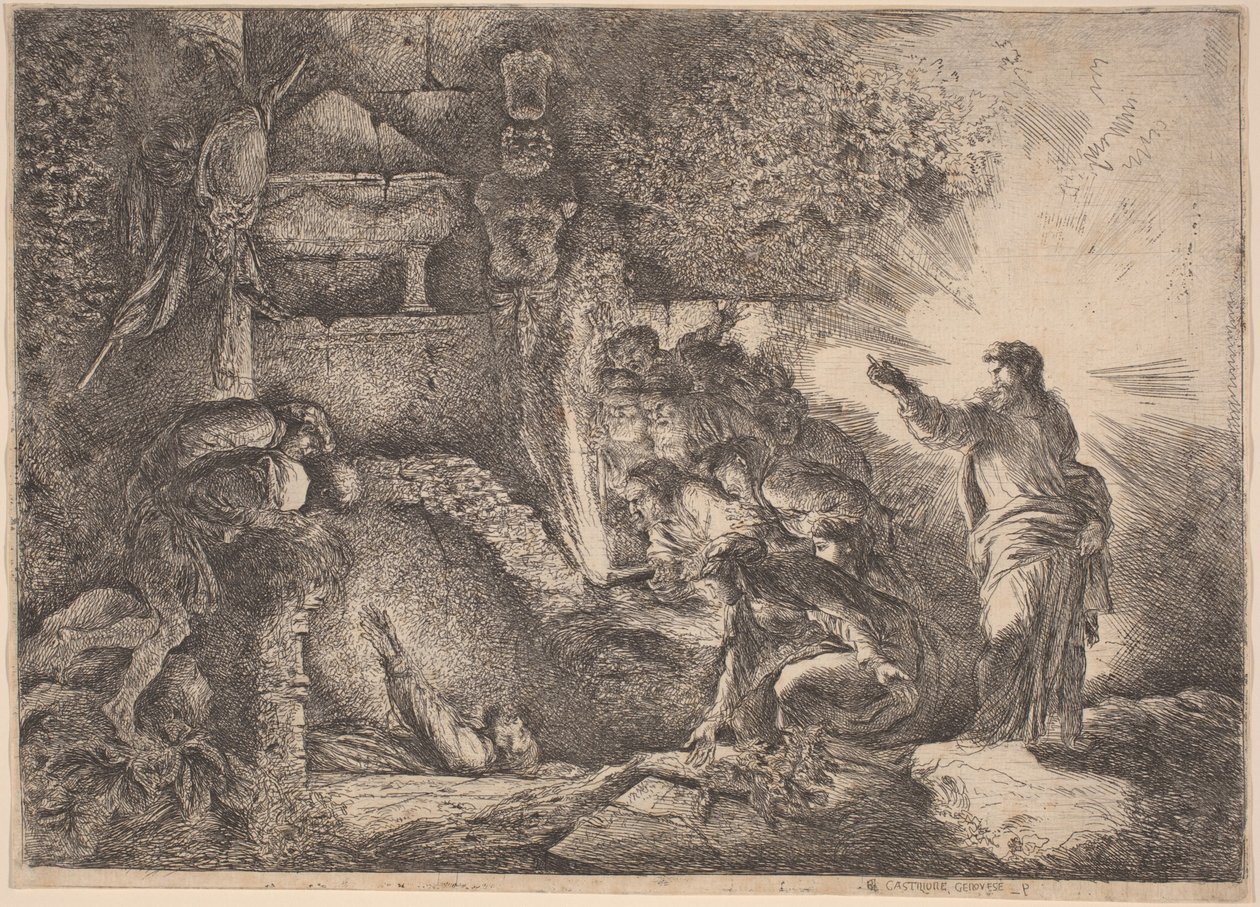 Zmartwychwstanie Łazarza autorstwa Giovanni Benedetto Castiglione