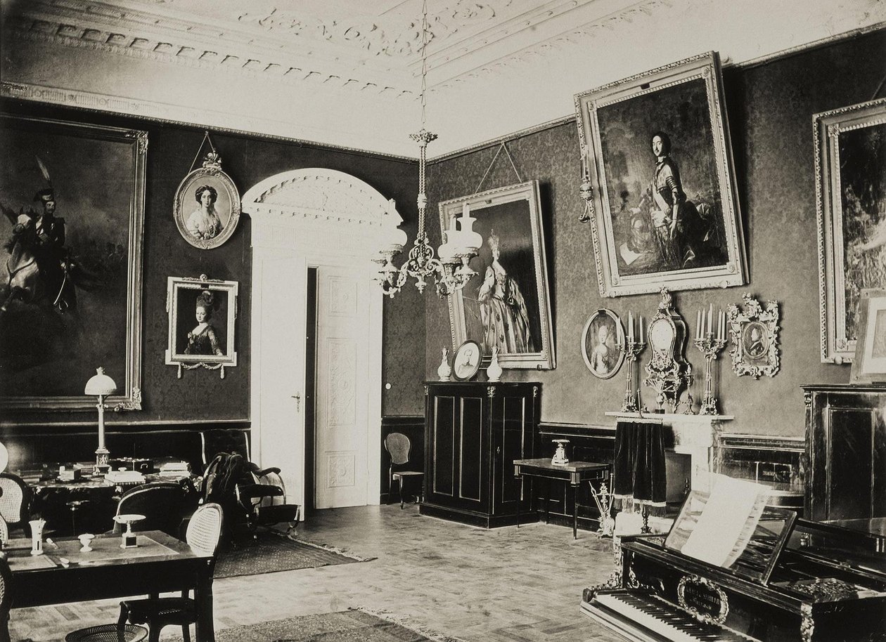 Rezydencja Paskiewiczów w Homlu. Czerwony salon, lata 60. XIX wieku autorstwa Giovanni Bianchi