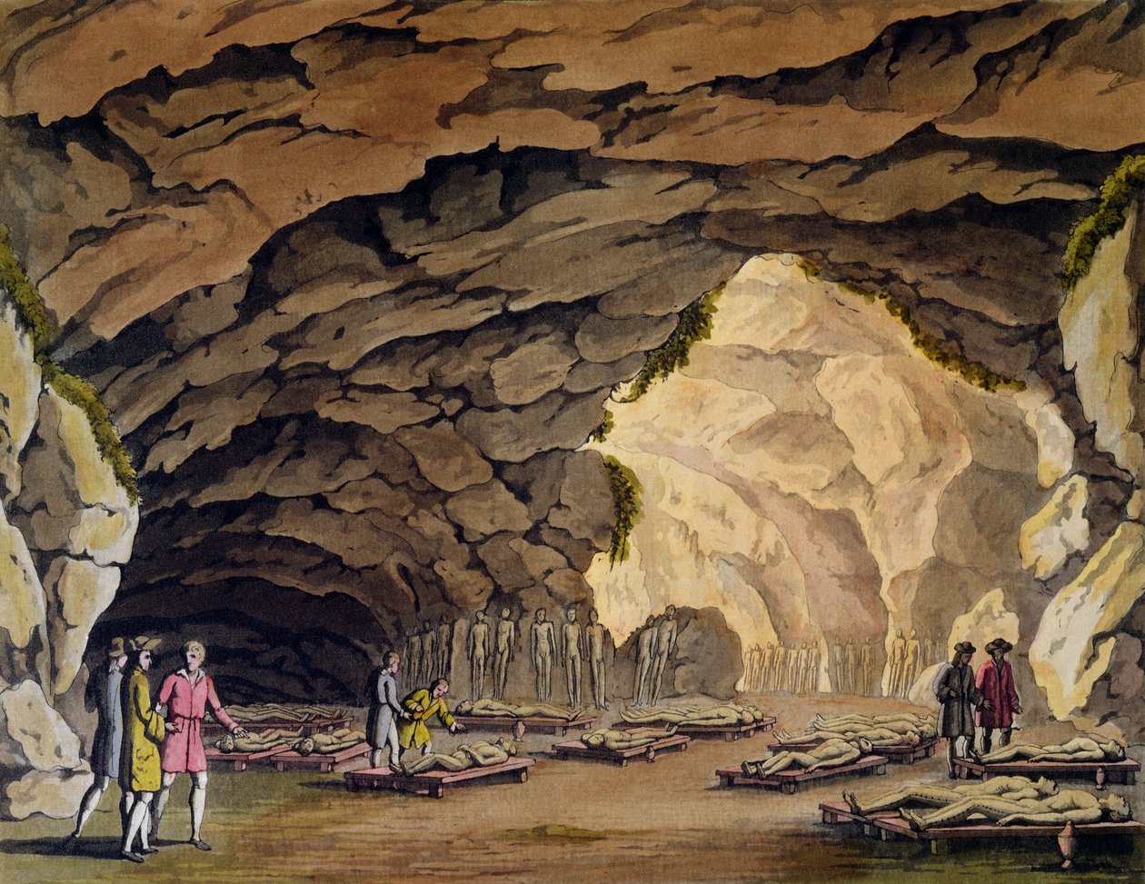 Grobowa Grota Guances, z „Le Costume Ancien et Moderne” Julesa Ferrario, opublikowana w Mediolanie, ok. 1820 autorstwa Giovanni Bigatti