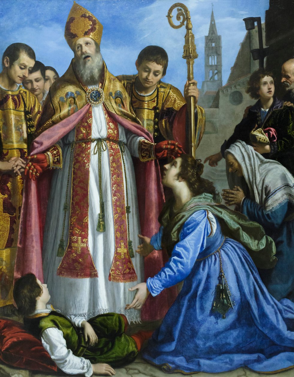 Święty Zenobiusz ożywia martwego chłopca, prawdopodobnie ok. 1610-20 (olej na płótnie) autorstwa Giovanni Biliverti