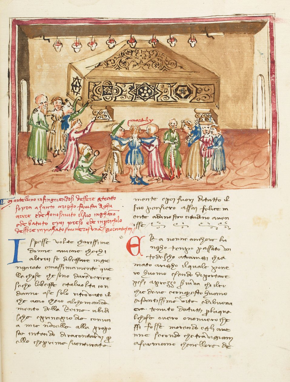 Decameron, La hart au col ; Martellino au tombeau de saint Henri de Trévise, Deuxième journée, nouvelle 1. autorstwa Giovanni Boccaccio