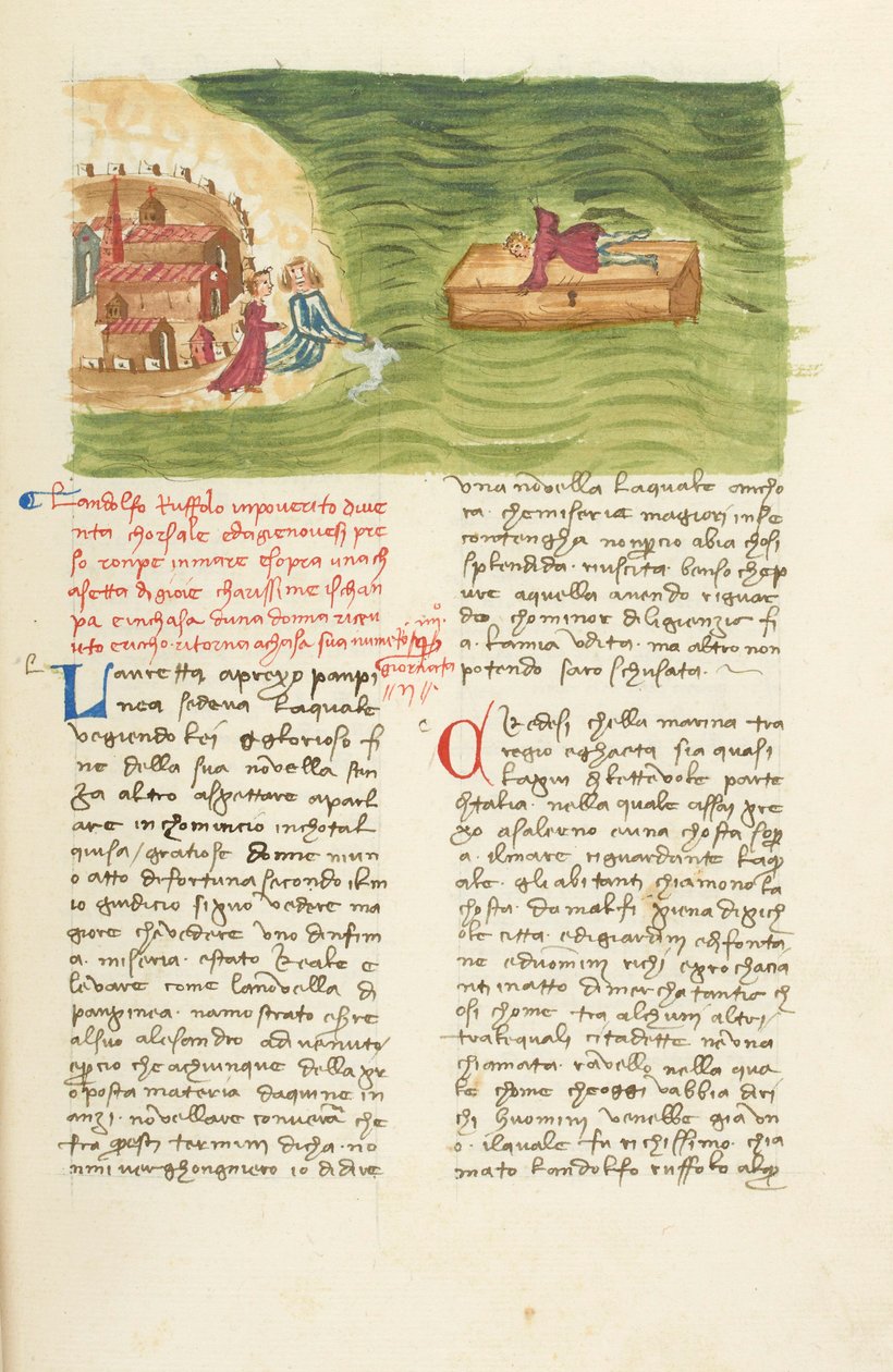 Dekameron, Burza - Landolfo Rufolo ucieka z katastrofy statku , Drugi dzień, opowiadanie 4. autorstwa Giovanni Boccaccio