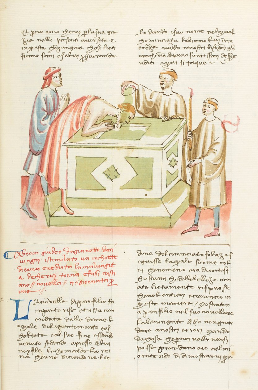 Dekameron, Szkoła rzymska - Chrzest Abrahama , Pierwszy dzień, opowiadanie 2. autorstwa Giovanni Boccaccio