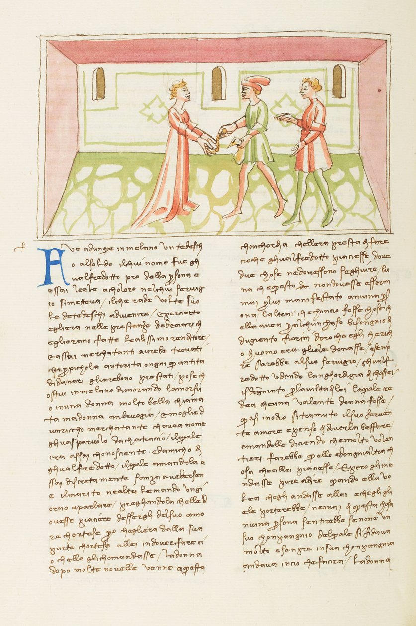 Décaméron, Le demi-monde; Gulfardo payant Ambruogia, Huitième journée, nouvelle 1. autorstwa Giovanni Boccaccio