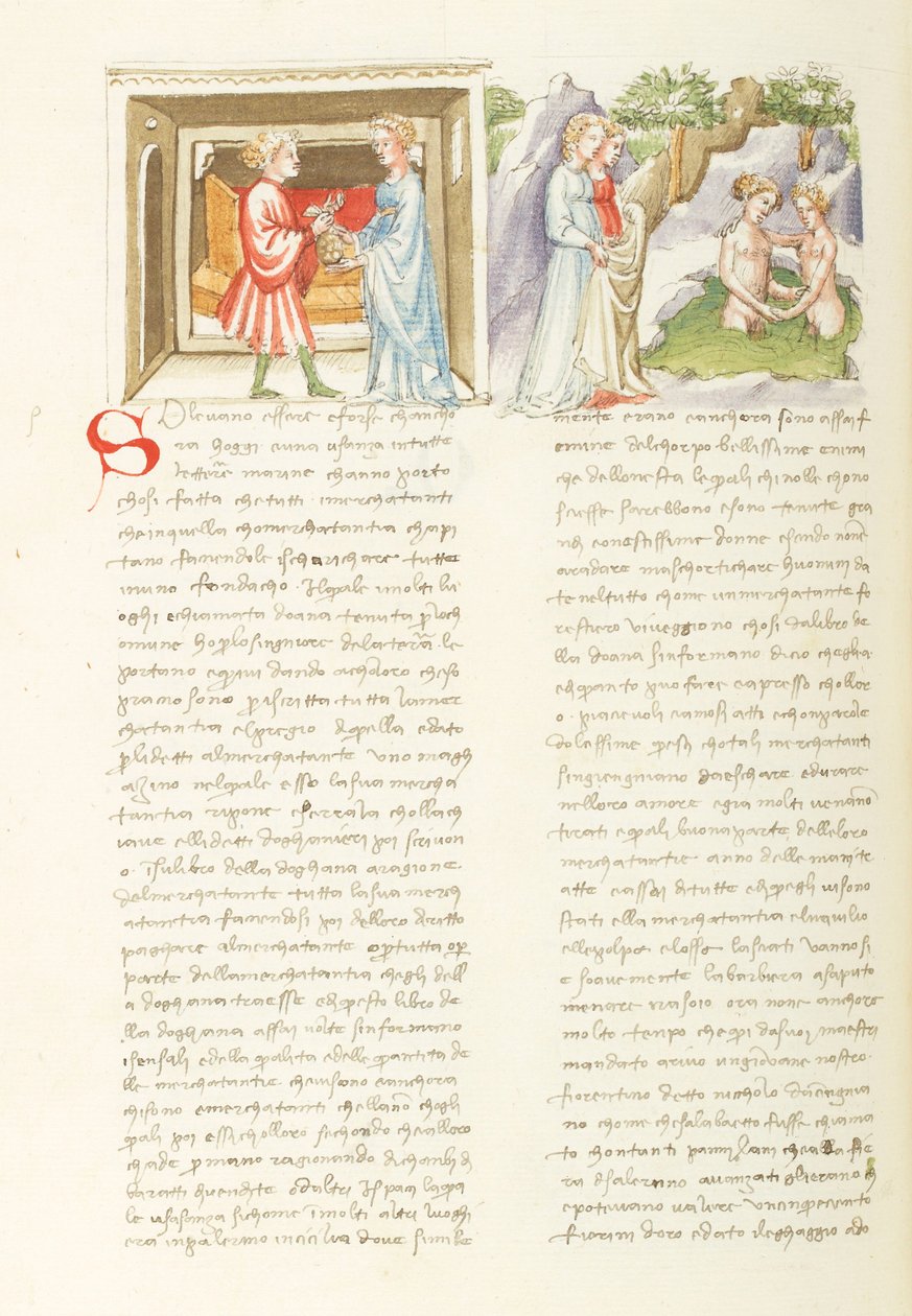 Decameron, Liaison dangereuse Salabaetto et Jancofiore se baignant, Dzień ósmy, opowiadanie 10. autorstwa Giovanni Boccaccio