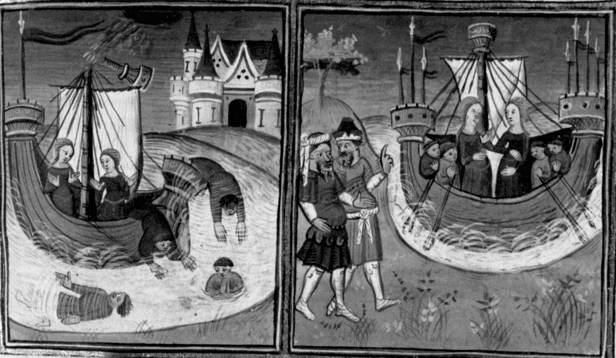 Dekameron, Katastrofa statku Alatiel; młoda dziewczyna wraca do domu. Drugi dzień, opowiadanie 7 autorstwa Giovanni Boccaccio