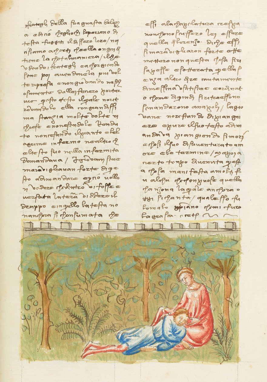 Dekameron, Czwarty dzień, opowiadanie 6; przeczucie: Śmierć Gabriotta. autorstwa Giovanni Boccaccio