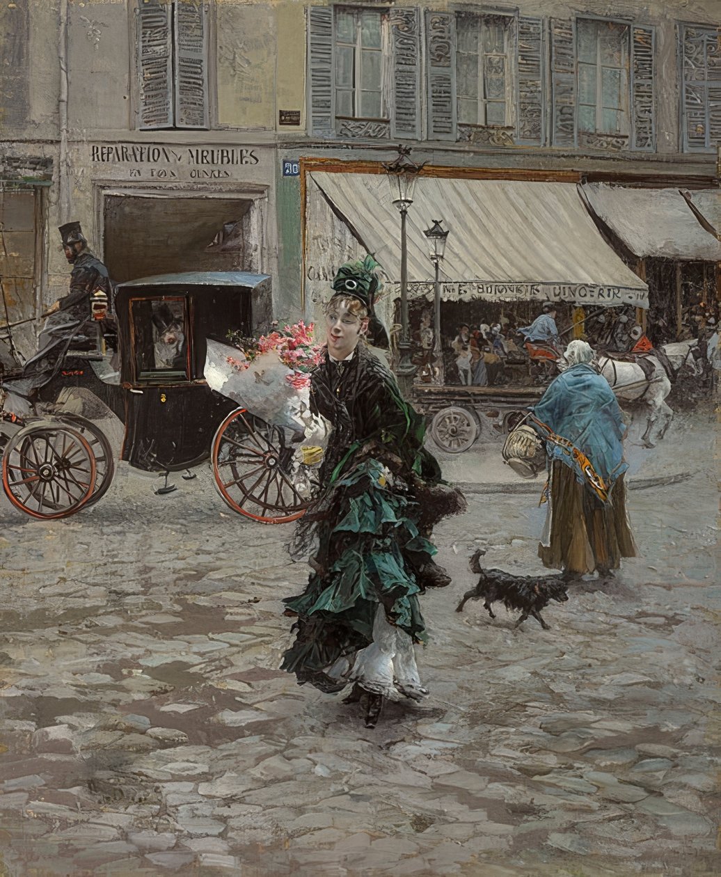 Przechodząc przez ulicę. 1873-75 autorstwa Giovanni Boldini