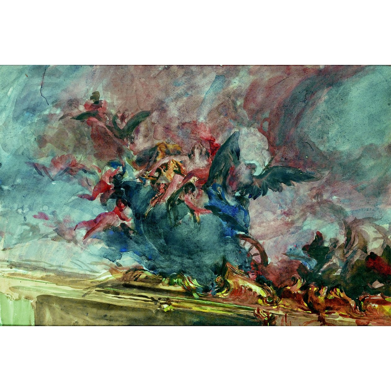 Boldini - PROJEKT DEKORACJI, CZĘŚĆ OKAPU TIEPOLO autorstwa Giovanni Boldini