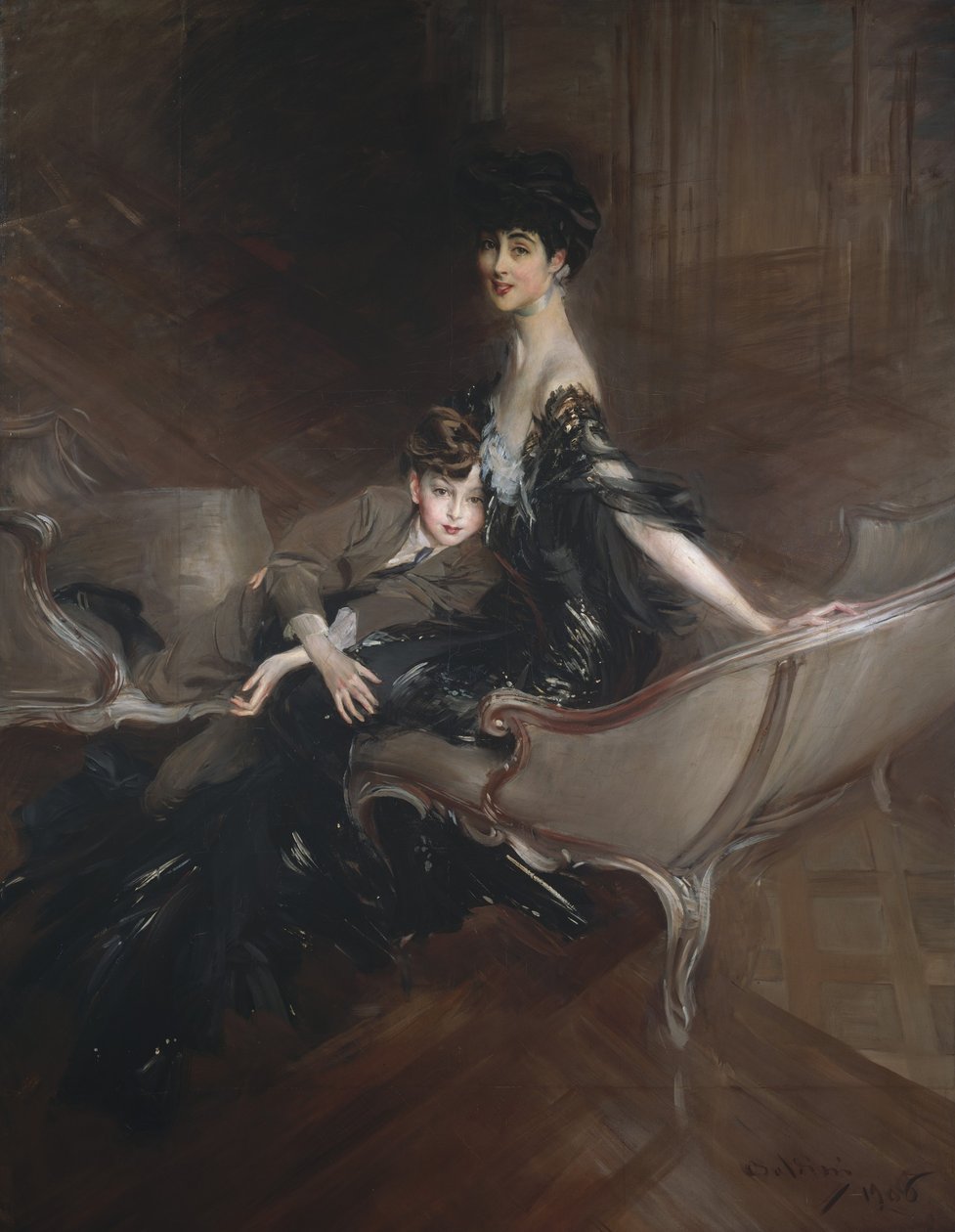 Consuelo Vanderbilt, księżna Marlborough i jej syn, Lord Ivor Spencer-Churchill, 1906 autorstwa Giovanni Boldini
